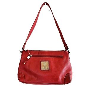 Tignanello Red Leather Shoulder Bag Parisian Retro Y2K Logo Purse
